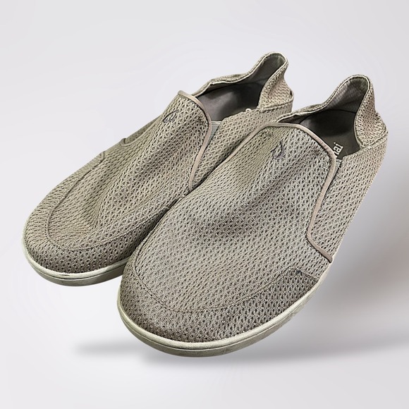 OluKai Mens Nobu Mesh Slip On Loafers Casual Shoes Size 10 EU 43 Khaki - Picture 1 of 11